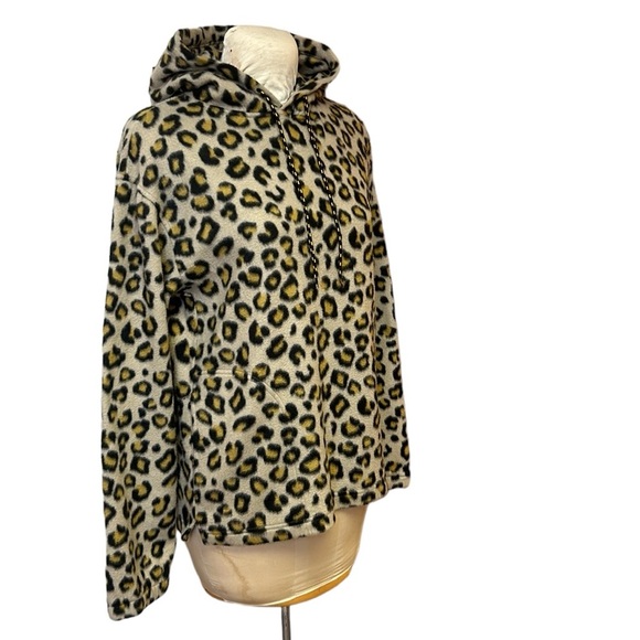 Urban Outfitters‎ | Men’s Fleece Hoodie Animal Print with Pockets Brown/Gold M - Picture 5 of 15